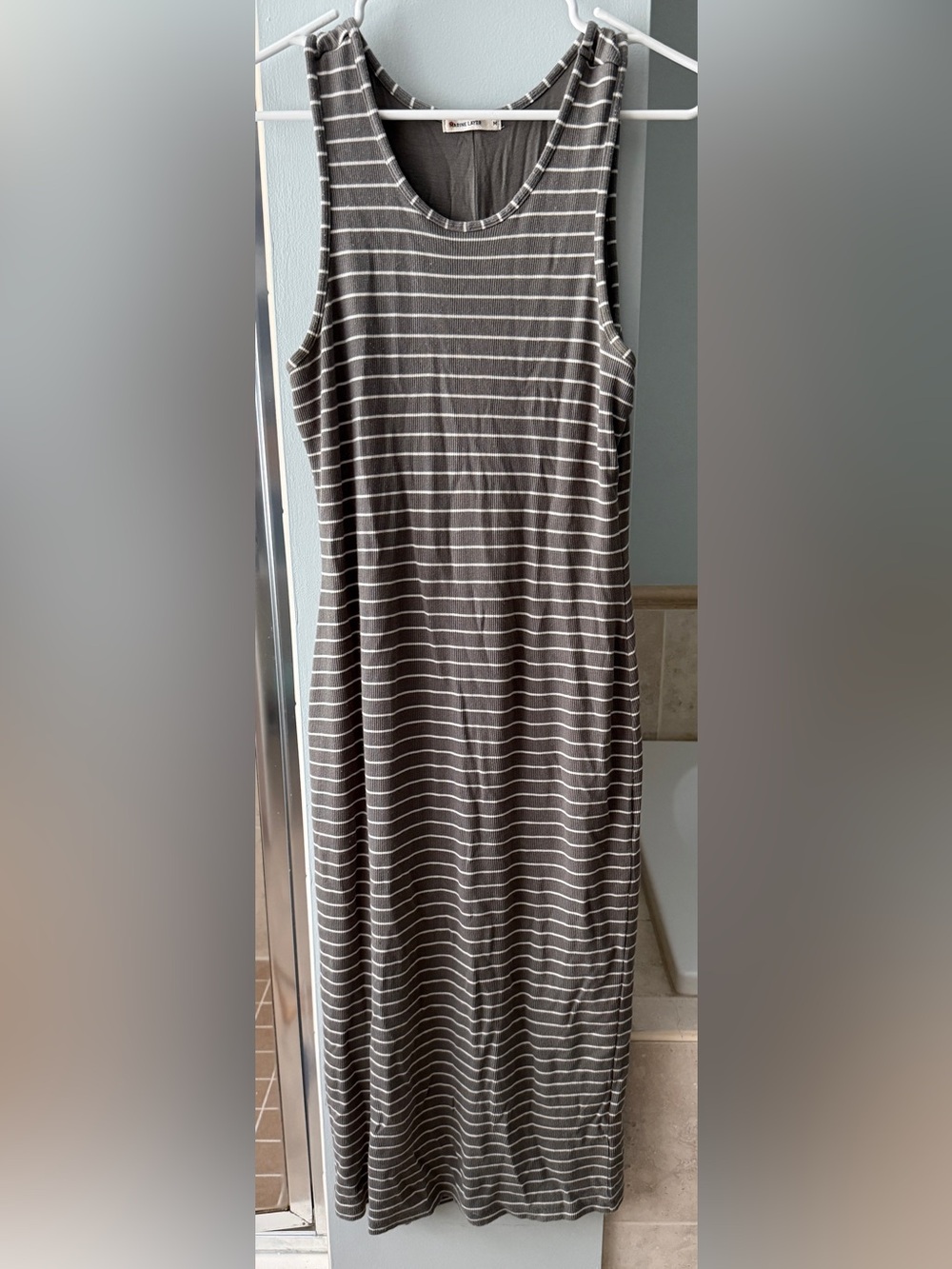 Marine Layer grey and white striped maxi dress